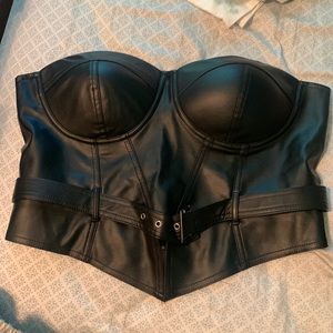 Black leather tube top